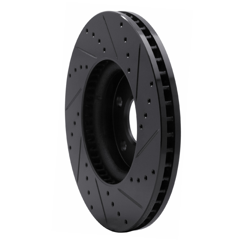 Ford Special Service Police Sedan Brake Rotor (1) - Front Left - R1 Concepts - Drilled & Slotted - Black - `13-`20